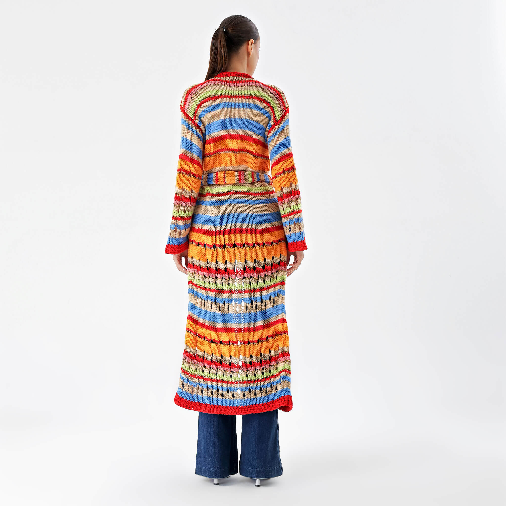 Etro-Multicolor Knit Striped Maxi Cardigan